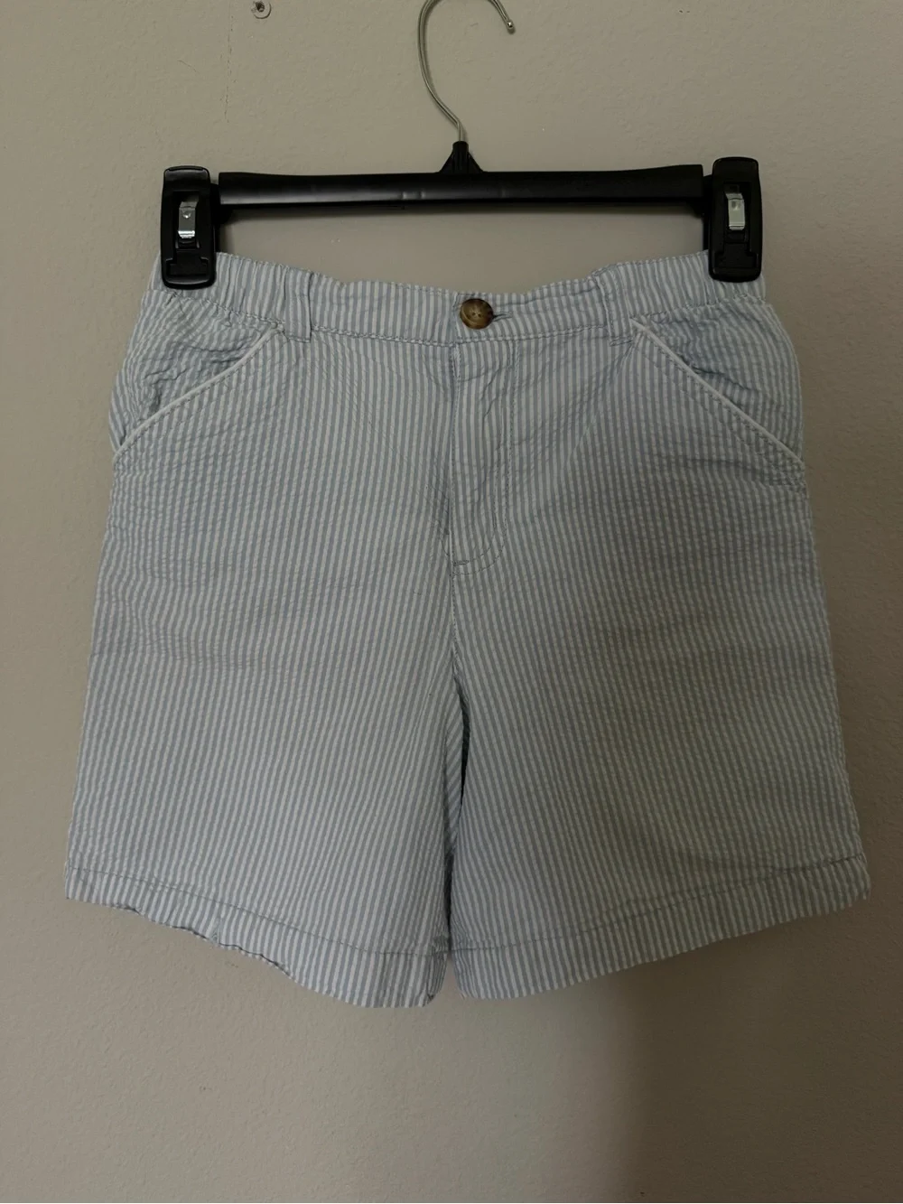 Tommy Bahama Light Blue & White Seersucker Bermuda Shorts